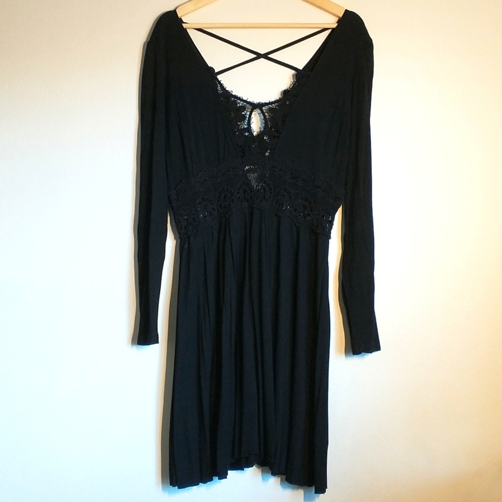 Vocal Black mini Dress with lace detail Size M